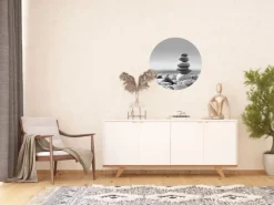 Discount Sanders & Sanders Selbstklebende Runde Tapete Kieselsteine Grau Ø 70 cm 601094