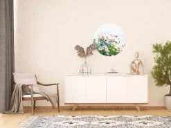 Sanders & Sanders Selbstklebende Runde Tapete Blumen Grün Rosa und Weiß Ø 70 cm 601088