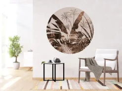 Best Sanders & Sanders Selbstklebende Runde Tapete Blätter Braun und Beige Ø 140 cm 601150