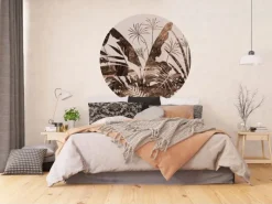 Best Sanders & Sanders Selbstklebende Runde Tapete Blätter Braun und Beige Ø 140 cm 601150