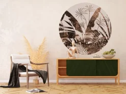 Best Sanders & Sanders Selbstklebende Runde Tapete Blätter Braun und Beige Ø 140 cm 601150