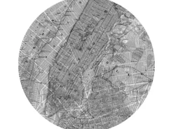 Sanders & Sanders Selbstklebende Runde Tapete Karte Grau Ø 125 cm 611786