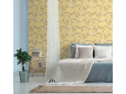 Sanders & Sanders Tapete Blumen Gelb und Grün 53 cm x 10 m