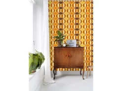 Sanders & Sanders Tapete Retro-Ornamente Gelb Braun und Orange 53 cm x 10.05 m