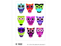 Online Sanders & Sanders Wandtattoo Eulen Rosa Grün und Blau 65 x 85 cm 600309