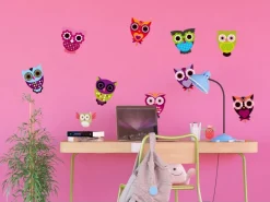 Online Sanders & Sanders Wandtattoo Eulen Rosa Grün und Blau 65 x 85 cm 600309
