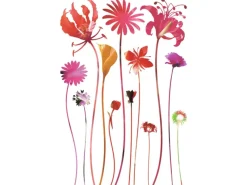 Sanders & Sanders Wandtattoo Blumen Rosa Violett und Grün 42,5 x 65 cm 600319