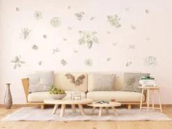 Sale Sanders & Sanders Wandtattoo Blumen Grau 85 x 65 cm 601351