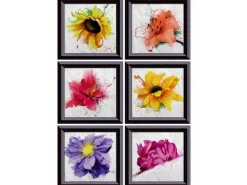 Sanders & Sanders Wandtattoo Blumen Gelb Lila und Rosa 65 x 85 cm 600276