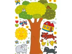 Sanders & Sanders Wandtattoo Bauernhof Grün Gelb und Braun 65 x 85 cm 600243