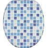 New Sanilo WC Sitz mit Absenkautomatik Mosaik Blau, Hochwertiger und Stabiler Toilettendeckel aus Holz