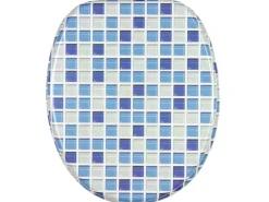 New Sanilo WC Sitz mit Absenkautomatik Mosaik Blau, Hochwertiger und Stabiler Toilettendeckel aus Holz