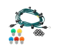 SATISFIRE Illu- Partylichterkette 10m Grün Für Außen Biergarten 20 Bunte LED Kugellampen