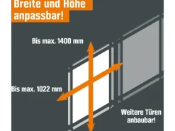 Skyscope Schiebetür-Bau-Set Kniestock Profil Silber Dekor 1022 x 1400 mm