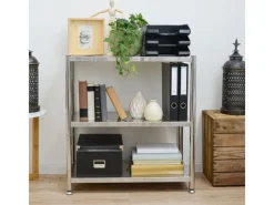 shelfr Edelstahl Schwerlastregal bis 120 kg auf 3 Ebenen 74 x 41 x 77 cm