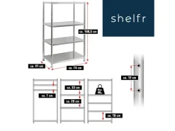 shelfr Edelstahl Schwerlastregal bis 150 kg auf 4 Ebenen 74 x 41 x 109 cm