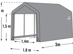 Best Shelter Logic ShelterLogic Foliengerätehaus 5,4 m² Grau 180 cm x 300 cm