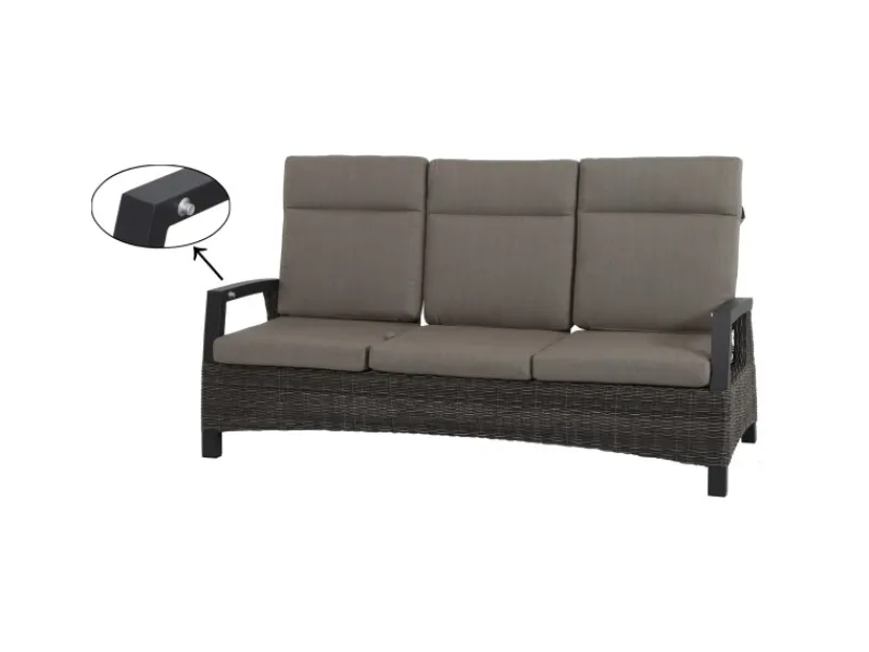 Siena Garden 3er Sofa Corido Charcoalgrey 87 cm x 206 cm x 103cm