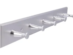 Discount Siro Hakenleiste SM8164 Kunststoff Metalleffekt Länge 400 mm 5 Haken Chrom Matt