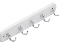 Siro Schlüsselleiste 749 Holz Buche Weiß Chrom Länge 300 mm 5 Haken FSC®