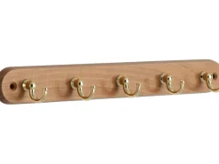 Hot Siro Schlüsselleiste 749 Metall Eiche Messing Länge 300 mm 5 Haken FSC® Eiche-Messing Glänzend
