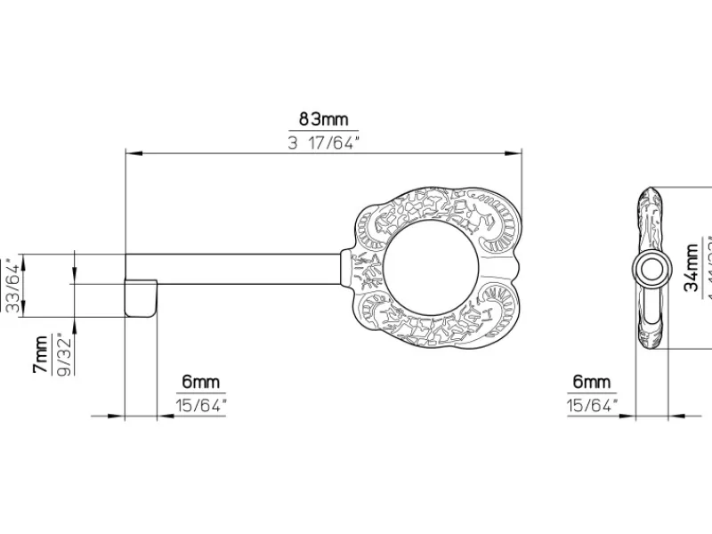 Siro Zierschlüssel 361 Vintage Metall Messing Antik