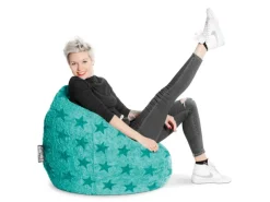 Hot Sitting Point Sitzsack BeanBag Fluffy 220 l Sternen-Muster Türkis