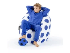Outlet Sitting Point Sitzsack BeanBag Fankurve 220 l Fußball-Muster Blau-Weiß
