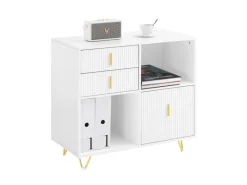 SoBuy Aktenschrank Druckertisch mit 3 Schubladen Sideboard für Büro Weiß ASK11-W