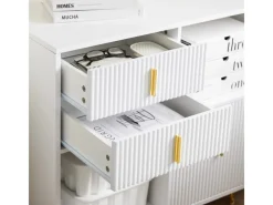 SoBuy Aktenschrank Druckertisch mit 3 Schubladen Sideboard für Büro Weiß ASK11-W