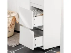 Clearance SoBuy Badezimmerschrank Badschrank mit 3 Schubladen und 4 Fächern 33x90x30cm Weiß BZR29-W