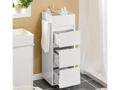 Clearance SoBuy Badezimmerschrank Badschrank mit 3 Schubladen und 4 Fächern 33x90x30cm Weiß BZR29-W