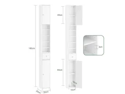 SoBuy Badezimmerschrank Hochschrank Badregal mit 6 Einlegeböden 20x180x20cm BZR34-II-W
