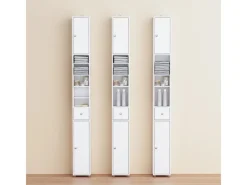 SoBuy Badezimmerschrank Hochschrank Badregal mit 6 Einlegeböden 20x180x20cm BZR34-II-W