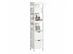 Discount SoBuy Badezimmerschrank Hochschrank mit 2 Körben Badregal 30x144x30cm Weiß FRG126-W