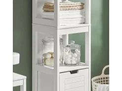 Discount SoBuy Badezimmerschrank Hochschrank mit 2 Körben Badregal 30x144x30cm Weiß FRG126-W