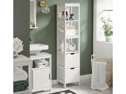 Discount SoBuy Badezimmerschrank Hochschrank mit 2 Körben Badregal 30x144x30cm Weiß FRG126-W