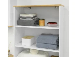 SoBuy Badezimmerschrank mit 3 Fächern und 2 Türen MDF Weiß BZR44-W