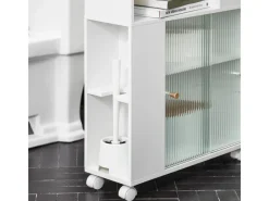 SoBuy Badezimmerschrank Nischenregal mit Rollen Küchenregal Weiß BZR117-W
