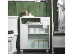 SoBuy Badezimmerschrank Nischenregal mit Rollen Küchenregal Weiß BZR117-W