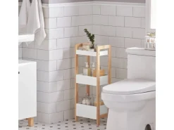 SoBuy Badregal in weiß/KautschukholzStandregalKüchenregalFRG226-WN