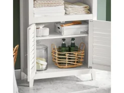 Sale SoBuy Badschrank Sideboard mit 2 Ablagen und Lamellentüren 60x90x26cm Weiß BZR13-W