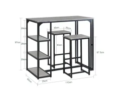 Discount SoBuy Bartisch mit 2 Barhockern Holz Metall Natur Schwarz OGT43-F