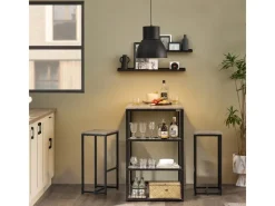 Discount SoBuy Bartisch mit 2 Barhockern Holz Metall Natur Schwarz OGT43-F