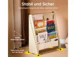 Hot SoBuy Bücherregal Kinderregal mit 4 Stofffächern Zeitungsständer KMB50-N