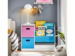 SoBuy Bücherregal Kinderregal mit Boxen Aufbewahrungsregal Weiß KMB76-F