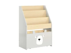 SoBuy Bücherregal Kinderregal mit 3 Ablagefächern und 1 Spielzeugtruhe KMB104-HG