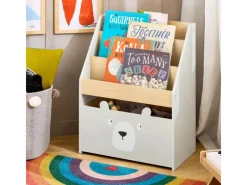 SoBuy Bücherregal Kinderregal mit 3 Ablagefächern und 1 Spielzeugtruhe KMB104-HG