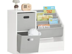 SoBuy Bücherregal Kinderregal mit Boxen Aufbewahrungsregal Weiß KMB76-W