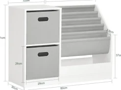SoBuy Bücherregal Kinderregal mit Boxen Aufbewahrungsregal Weiß KMB76-W